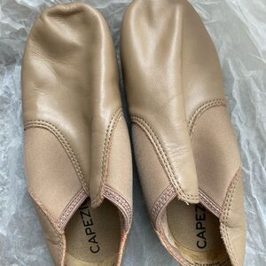 Capezio Beige Leather Slip-On Jazz Shoes